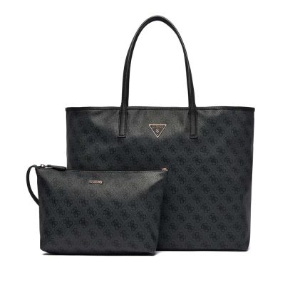Poșetă shopper femei Guess Victtoria neagră cu logo 912POSSHWESG951429N