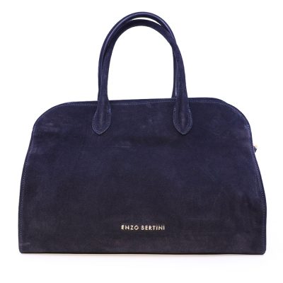 Poșetă tote femei Enzo Bertini bleumarin din piele întoarsă  154POSP3412VBL