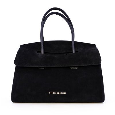 Poșetă tote femei Enzo Bertini maro închis din piele întoarsă 154POSP3661VTDM
