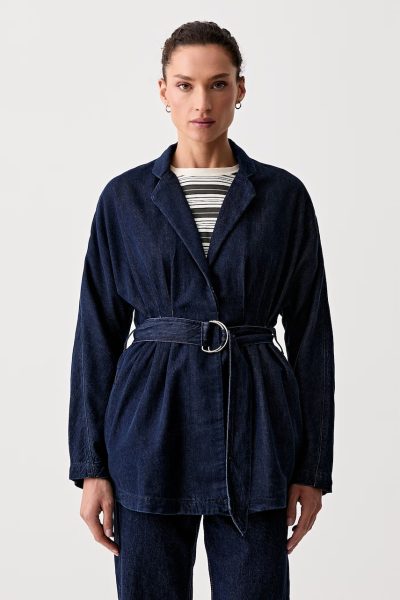 rag & bone  sacou cu un singur rând de nasturi pentru femei, din denim Mandi