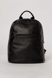 Rucsac casual negru cu buzunar frontal si aspect rafinat