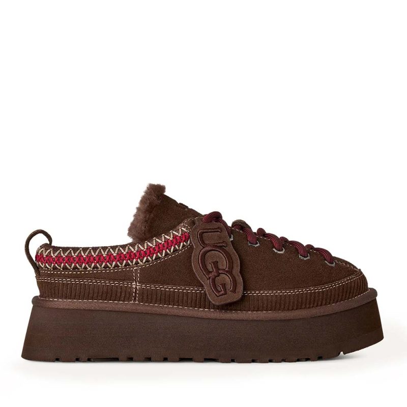 Saboți îmblăniți femei UGG Heritage Lace-up burnt cedar din piele 2392DPP1180361VM