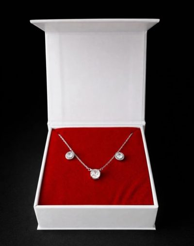 Set cadou pentru dama, Lantisor + Cercei, model elegant, SET24