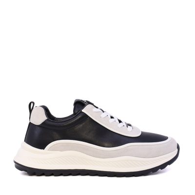 Sneaker ușori bărbați Enzo Bertini negri din piele și piele întoarsă 3661BP851N