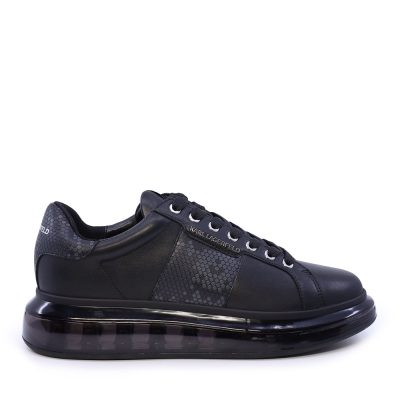 Sneakers bărbați Karl Lagerfeld KAPRI KUSHION Python Band Lo Lace negri din piele 2052BP52684N