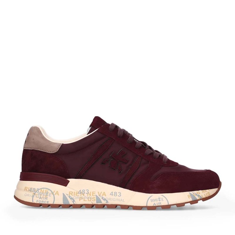 Sneakers bărbați Premiata Lander bordo din piele și textil 1692BP8411BO