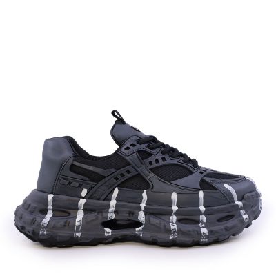 Sneakers chunky bărbați Enzo Bertini gri închis din piele și textil 3661BP845GR