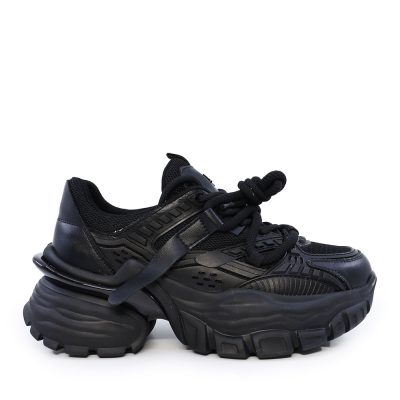 Sneakers chunky femei Enzo Bertini negri din piele și textil 3862dp181n
