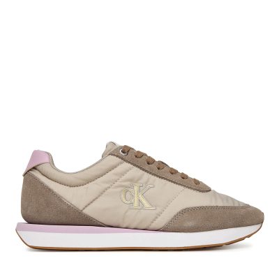 Sneakers Ck Calvin Klein taupe din piele și textil 2370DP01990VTA
