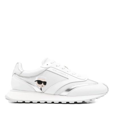 Sneakers femei Karl Lagerfeld Kairo Nft Peep albi din piele și textil 2051DP61130A