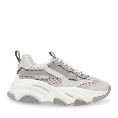 Sneakers femei Steve Madden Posses gri din piele și sintetic   1461DPPOSSESSION-EGR