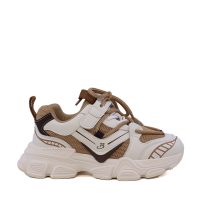 Sneakers fetițe Benvenuti bej din piele și  material textil  3791FP060BE