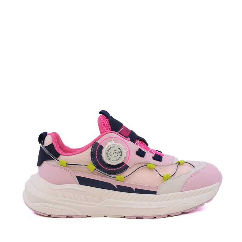 Sneakers fetițe Benvenuti roz din piele și  material textil  3791FP028RO