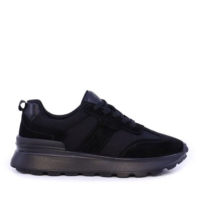 Sneakers ușori femei Benvenuti negri din piele și textil 1992DP6527VN