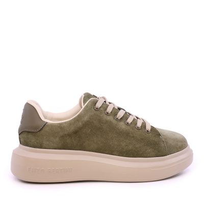 Sneakers ușori femei Enzo Bertini verde olive din piele întoarsă 3862DP585VKA