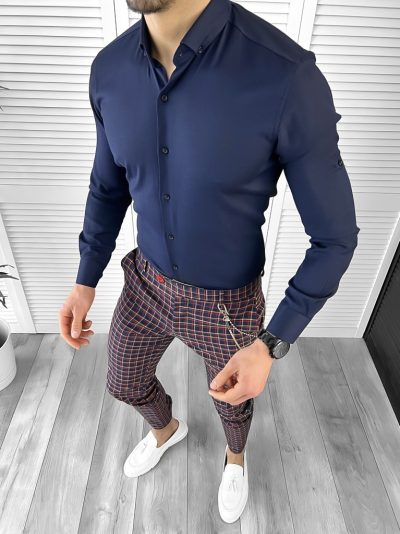 Tinuta barbati smart casual Pantaloni + Camasa  + Lanț 10409