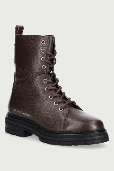 Tommy Hilfiger  bocanci pentru femei din piele TH EMBOSS GRAIN LEATHER BOOT