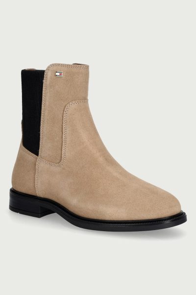 Tommy Hilfiger  ghete scurte pentru femei din piele întoarsă ENAMEL FLAG SUEDE ANKLE CHELSEA