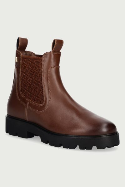 Tommy Hilfiger  ghete scurte pentru femei din piele TH MONOGRAM LEATHER CHELSEA BOOT