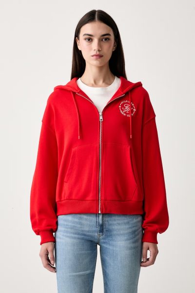 Tommy Hilfiger  hanorac cu fermoar și glugă pentru femei din bumbac