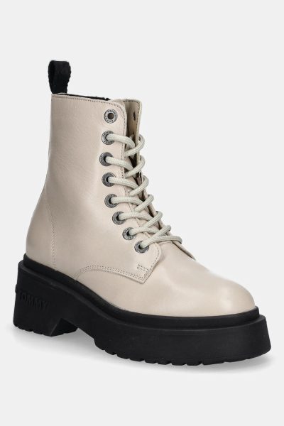Tommy Jeans  bocanci de piele TJW CHUNKY SHINY LEATHER BOOT