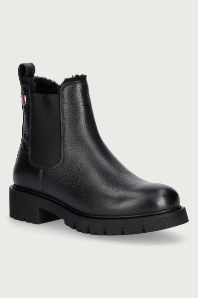 Tommy Jeans  ghete scurte pentru femei din piele TJW CLEATED CHELSEA BOOTS WL