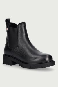 Tommy Jeans  ghete scurte pentru femei din piele TJW CLEATED CHELSEA BOOTS WL