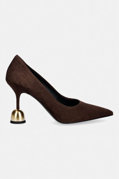 Vanda Novak  pantofi cu toc stiletto din piele Athena Cacao