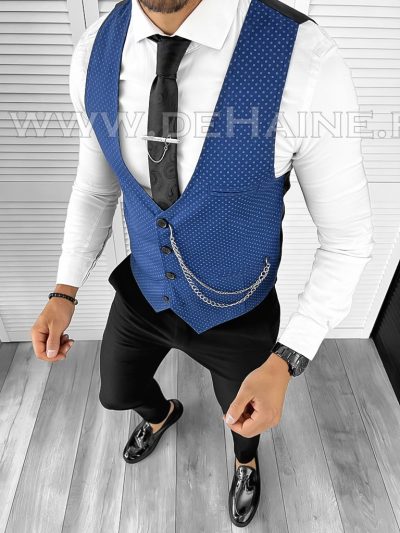 Vesta barbati eleganta slim fit albastra B8138 O2-4.2