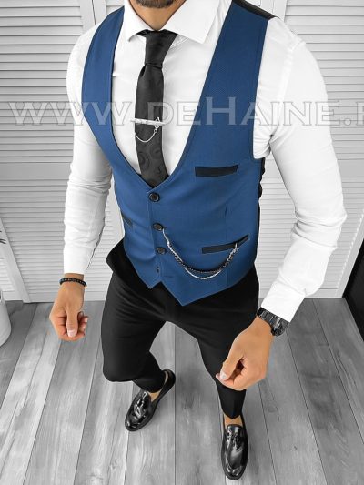 Vesta barbati eleganta slim fit bleumarin B8159  Q1-1