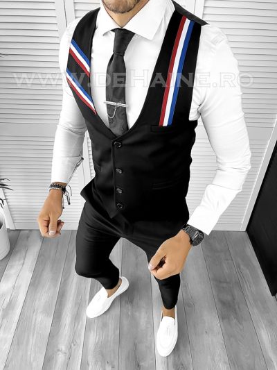 Vesta barbati eleganta slim fit neagra CU MIC DEFECT  B8905 M4-1.1