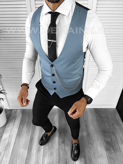 Vesta barbati slim fit albastra B8251 D2-4.1