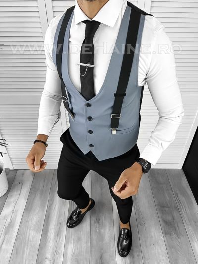 Vesta barbati slim fit albastra B8263  O2-4.1