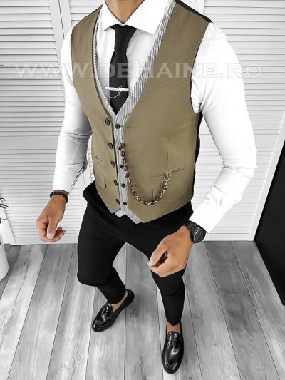 Vesta barbati slim fit maro B8260  O2-5.2